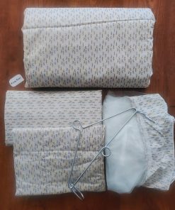 Cotton Cradle with Net, Bed, Pillow and Hanger – Pack of 5 - Dark Cream with Ditsy Print - BC1