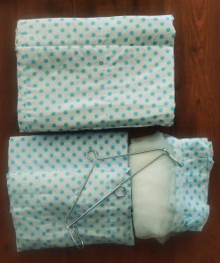 Cotton Cradle with Net, Bed, Pillow and Hanger – Pack of 5 - White with Blue Dot - BC1