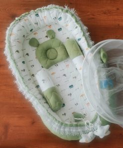 Baby Cotton Adjustable Bed Set - Green - BS1