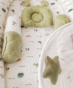Baby Cotton Adjustable Bed Set - Green - BS1 - Image 2