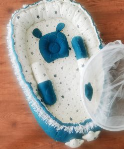 Baby Cotton Adjustable Bed Set - Teal Blue - BS1