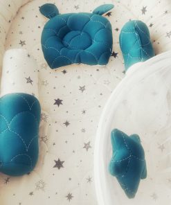 Baby Cotton Adjustable Bed Set - Teal Blue - BS1 - Image 2