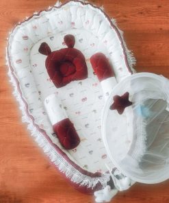 Baby Cotton Adjustable Bed Set - Maroon - BS1