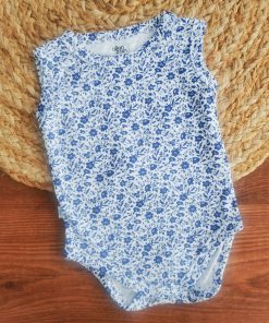 Sleeveless Romper/Onesie - Blue Floral - SLBS