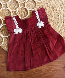 Girls Casual Frock - Maroon - FRK