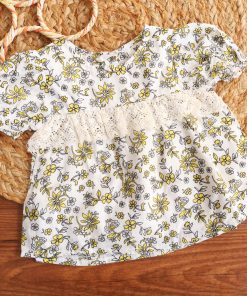 Girls Casual Frock - Yellow Floral - FRK