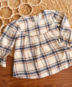 Girls Casual Frock - Cream and Black Check - FRK