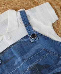 Alternative view of Boys Romper - White with Blue Denim - BRP