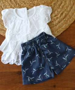 Premium Top and Shorts - White Top with Dark Blue Shorts - GTP1