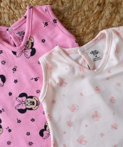 Alternative view of Premium Knitted Cotton Daily Wear Frock - Combo Pack of 2 - Rose with Mickey Head + Light Pink Floral - DFK