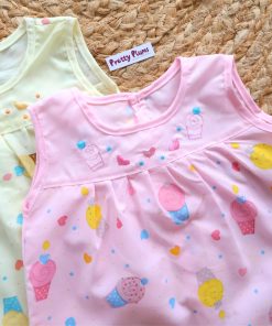 Alternative view of Cotton Back Button Frock - Combo Pack of 2 - Ice Cream - Yellow + Pink - DFK