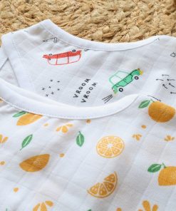Premium Muslin Front Button Jhabla - Combo Pack of 2 - Orange and Cars  - JH1 - Image 2