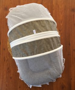 Foldable Cotton Mosquito Net Bedding Set - 95x55cm - Woodrush with White Doted Leaf Print - BS1