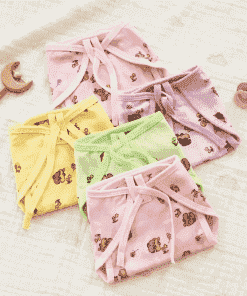 Muslin Double Layer Knot Nappy - Assorted Pack of 5 - Color with Two Rabbit - NP01