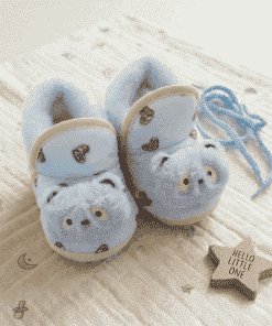 Baby Booties  - Blue Heart with Panda - BTS1