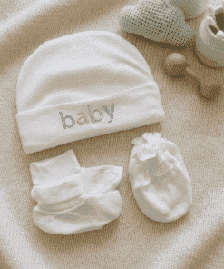 Baby Cap Set - Combo Pack of 2 - White + Blue - Image 2