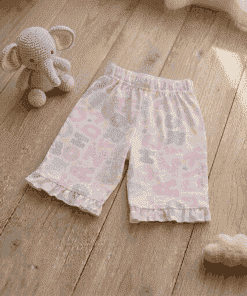 Girls Daily Wear 3/4th Shorts - Pink Alphabets - GDS1