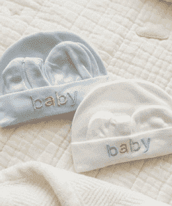 Baby Cap Set - Combo Pack of 2 - White + Blue