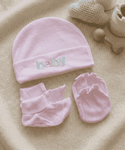 Baby Cap Set - Combo Pack of 2 - Pink + Green - Image 2