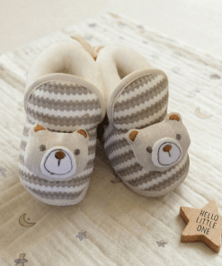Baby Booties  - Grey Stripe - BTS1