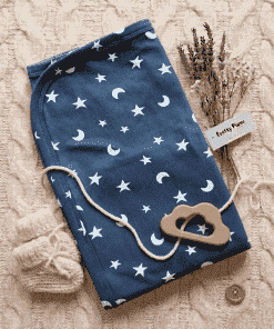Hooded Blanket - 60x80cm - Dark Grey with White Moon and Star -  HBL1