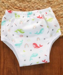 Full Padded underwear - Organic Cotton - Colorful Whale - PU1