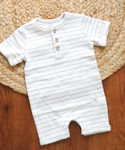 Romper/Onesie - Cream with Brown Stripe - RMP1