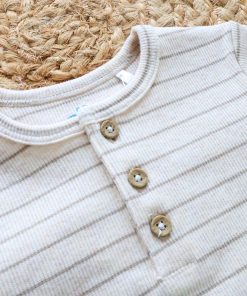 Alternative view of Romper/Onesie - Cream with Brown Stripe - RMP1