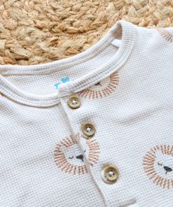 Alternative view of Romper/Onesie - Cream with Brown Lion Head Print - RMP1