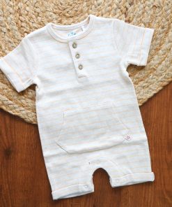 Romper/Onesie - Cream with Orange Stripe - RMP1