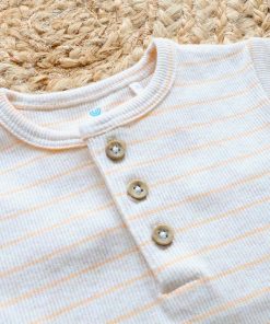 Alternative view of Romper/Onesie - Cream with Orange Stripe - RMP1