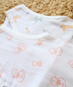 Alternative view of Organic Muslin Cotton Jhabla - Pack of 2 - Duck + Giraffe and Elephant - JH1