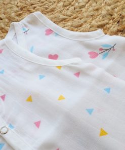Organic Muslin Cotton Jhabla - Pack of 2 - Pink Heart + Color Triangle - JH1 - Image 2