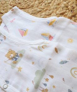 Organic Muslin Cotton Jhabla - Pack of 2 - Teddy + Boat - JH1 - Image 2