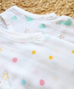 Organic Muslin Cotton Jhabla - Pack of 2 - Color Dot + Dino - JH1 - Image 2