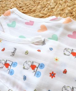 Organic Muslin Cotton Jhabla - Pack of 2 - Skating Girl + Heart - JH1 - Image 2