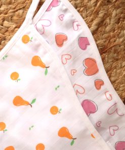 Alternative view of Muslin Cotton Nappy - Pack Of 2 - Pear Fruit + Pink Heart - NP01