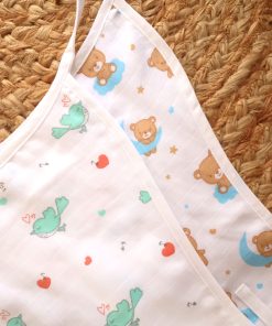 Alternative view of Muslin Cotton Nappy - Pack Of 2 - Green Bird + Bear - NP01
