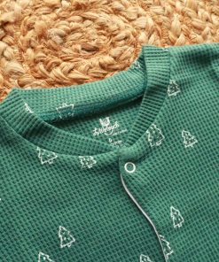 Alternative view of Romper - Green with White Line Tree -  RMP1