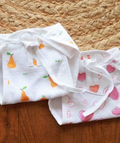 Muslin Cotton Nappy - Pack Of 2 - Pear Fruit + Pink Heart - NP01