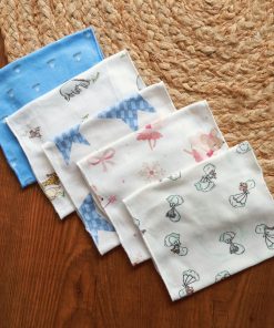 Cotton Color Burp Cloth - Pack of 5 - 45x18cm - Giraffe + Animals +  Fairy Girl +Blue with Star + Blue Big Star - BP1 - Image 2