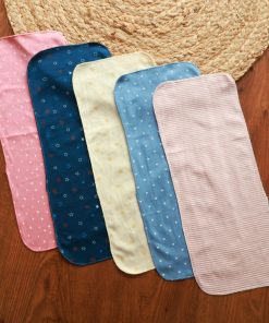 Cotton Color Burp Cloth - Pack of 5 - 45x18cm - Pink with White Star+ Color Star+  Blue with White Heart +Sandal Strip + Yellow Butterfly - BP1