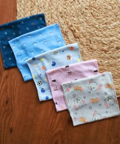Cotton Color Burp Cloth - Pack of 5 - 45x18cm - Bus + Color Star+ Blue with White Star +Tom and Jerry + Ball - BP1 - Image 2