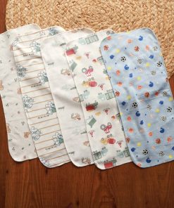 Cotton Color Burp Cloth - Pack of 5 - 45x18cm - Home + Car+  Ball +Micky Mouse + Squirrel - BP1