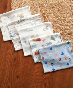 Cotton Color Burp Cloth - Pack of 5 - 45x18cm - Home + Car+ Ball +Micky Mouse + Squirrel - BP1 - Image 2