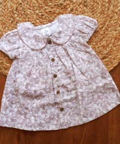 Cotton Frock  - Light Purple with White Floral - DFK