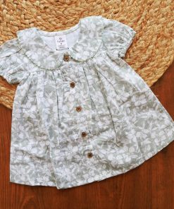 Cotton Frock  - Light Green with White Floral - DFK