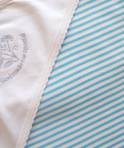 Alternative view of Knitted Cotton Baby Hooded Blanket - Blue Strip - HBL