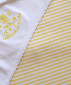 Alternative view of Knitted Cotton Baby Hooded Blanket - Yellow Strip - HBL
