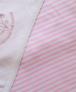 Alternative view of Knitted Cotton Baby Hooded Blanket - Pink Strip - HBL